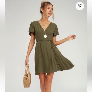 Green wrap dress
